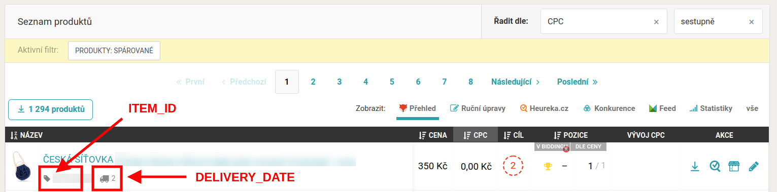 Informace o dostupnosti na stránce Produkty.