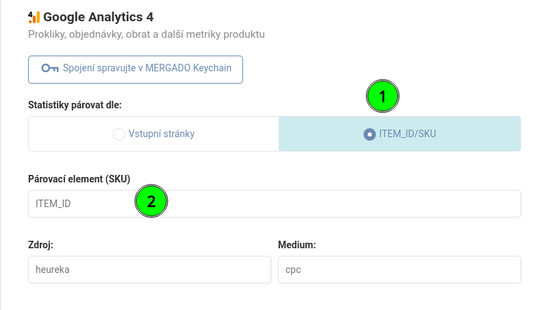 Bidding Fox Elements - Nastavení párování dat podle Item ID produktu