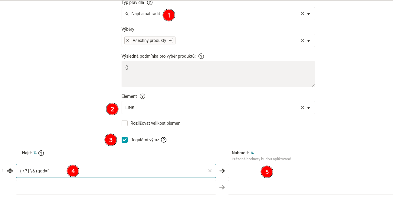 MERGADO pravidlo – jak odebrat z upravené adresy gad=1