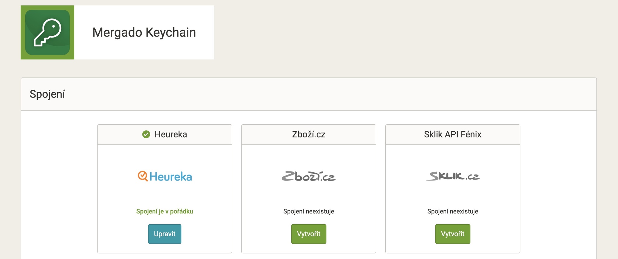 Napojení v Mergado Keychain