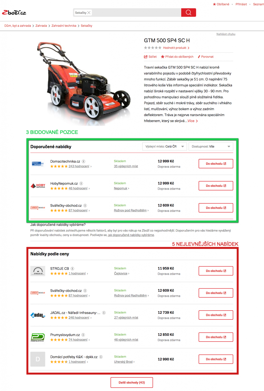 Nové zobrazení nabídek v detailu produktu na Zboží.cz